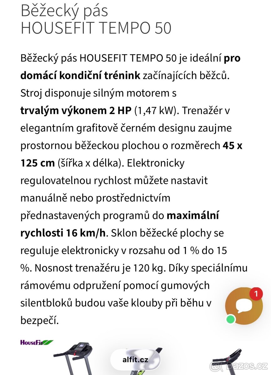 Běžecký pás HOUSEFIT TEMPO 50 - 5