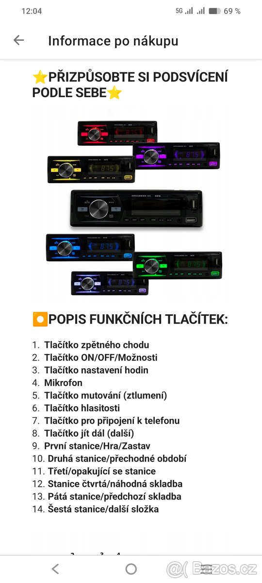 Nové autorádio USB, Bluetooth, SD karty - 5