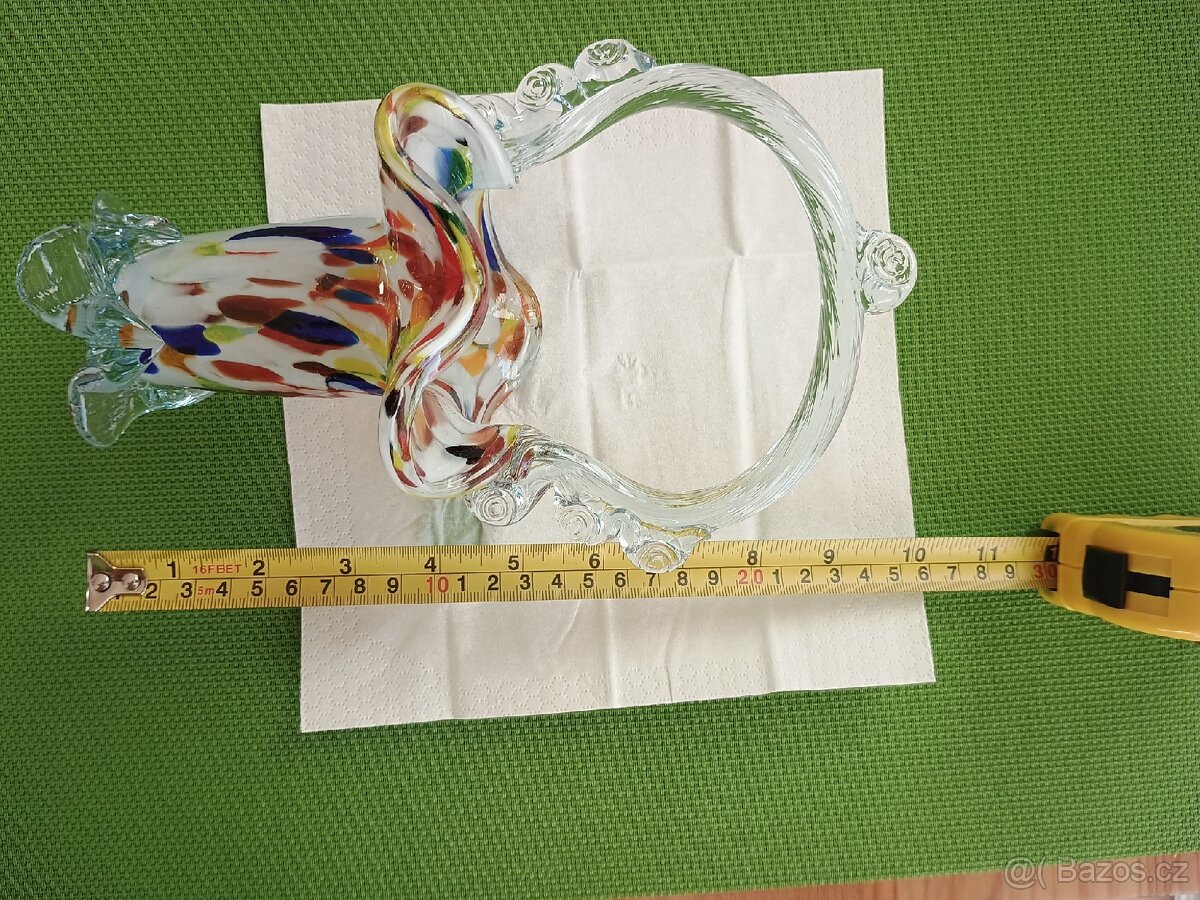 Stará váza skleněný košík - 5