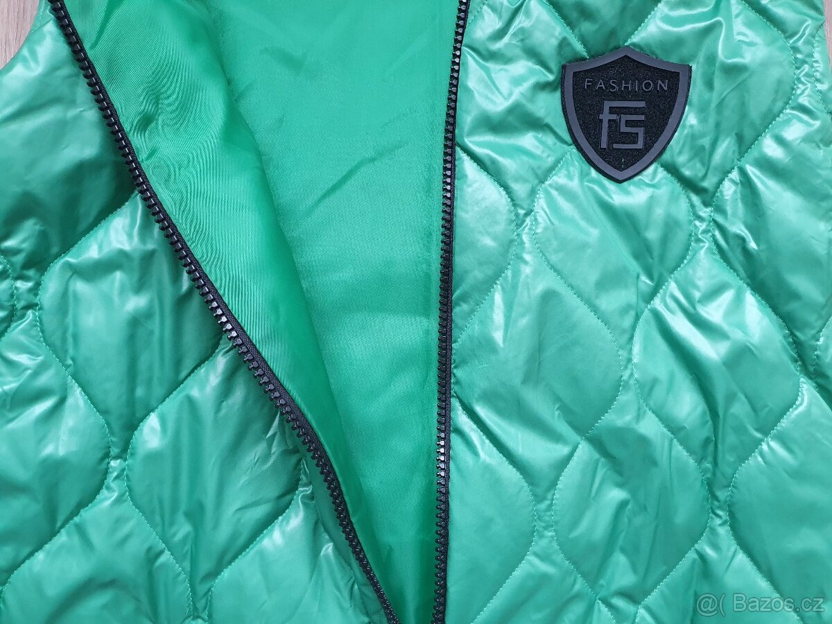 Nová zelená vesta s kapucí vel. M - 5