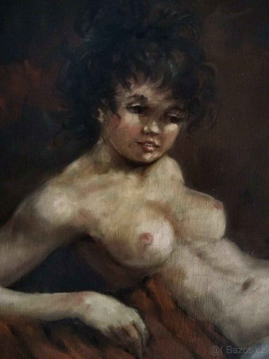 obraz DÍVENKA, akt, olej, Karel V. Skála - 5
