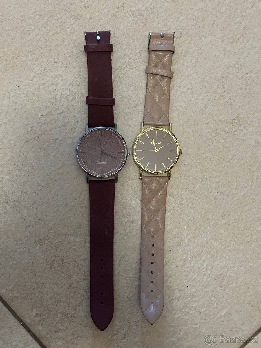 Dvoje stylové hodinky – zlaté + stříbrné, cena za oboje - 5