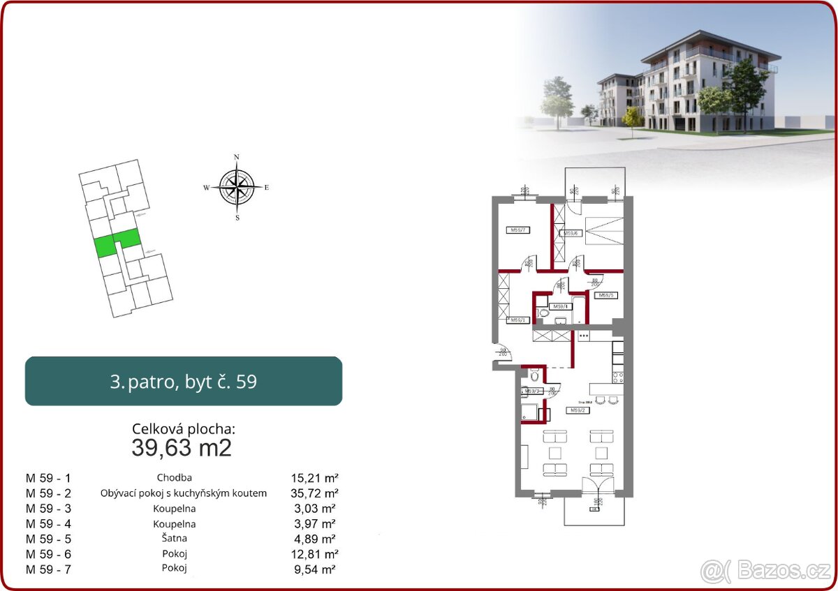 Exkluzivní 3+kk se šatnou a dvěma koupelnami - 5