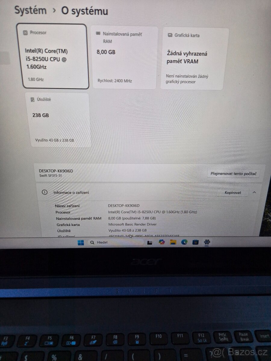 Kovový notebook Acer Swift SF315-51 - 5
