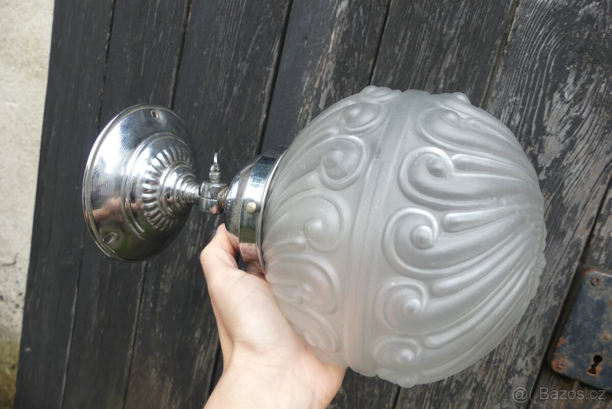 Starožitný secesní lustr, stropnice, lampa - 5