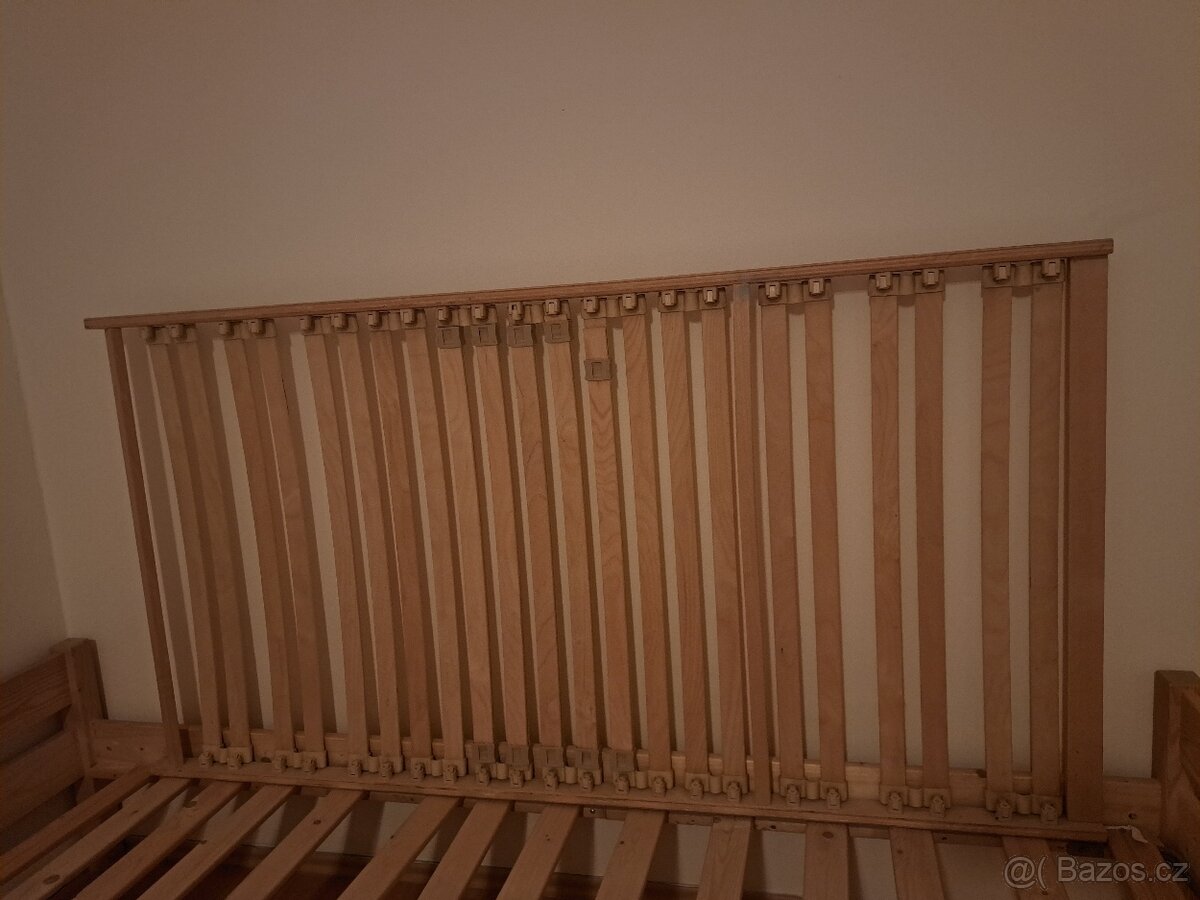 2x dřevěná postel 90x200 + rošty, Brno - 5