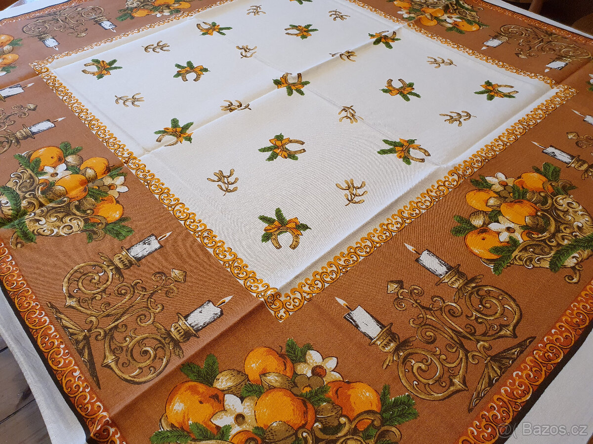 Staré retro vánoční ubrusy a prostírání - 5
