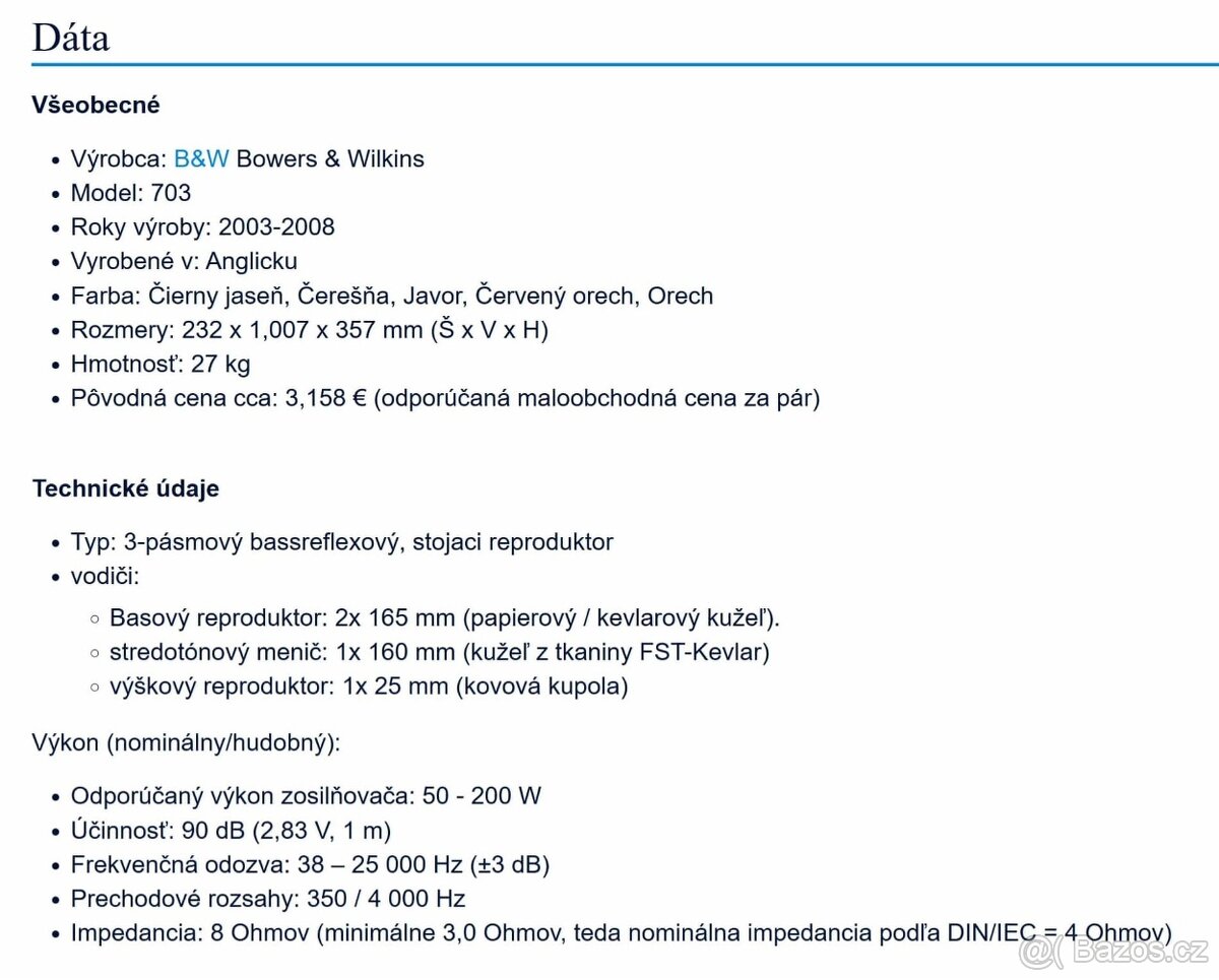 Bowers & Wilkins 703 / Dovoz v cene : Brno, Praha ,Olomouc - 5