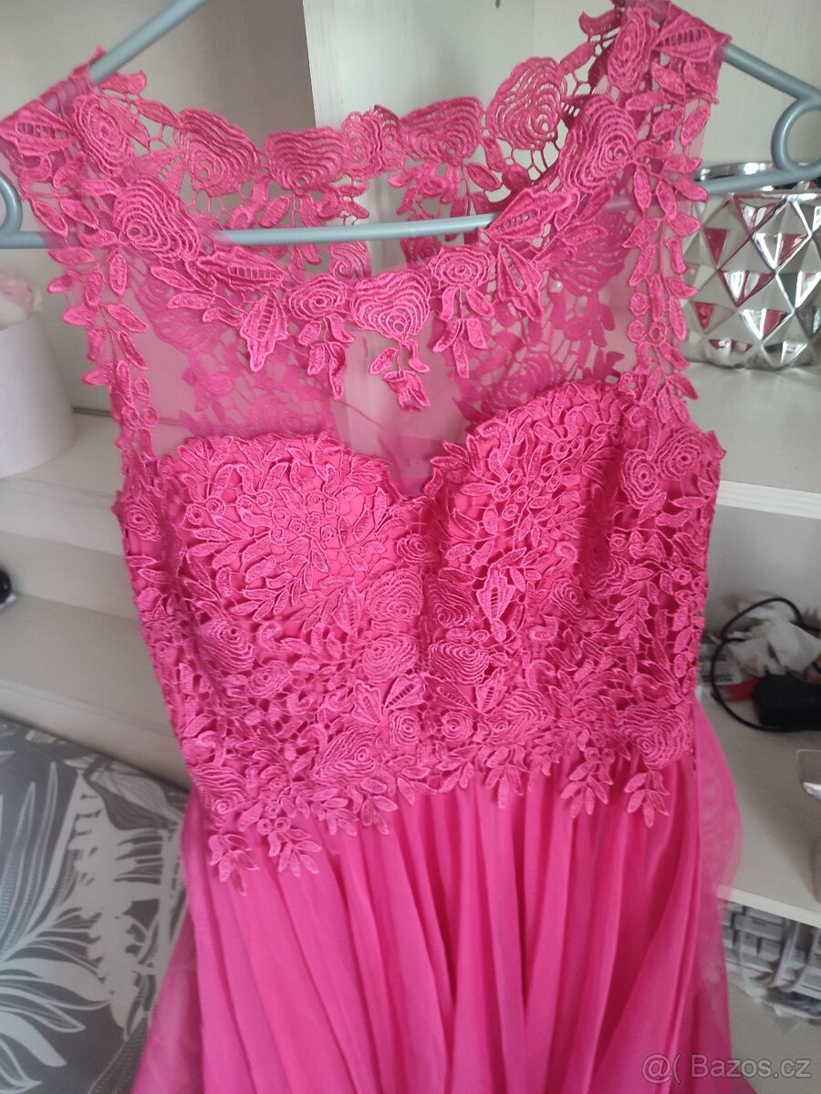 Růžové společenské šaty vel 36 - 5
