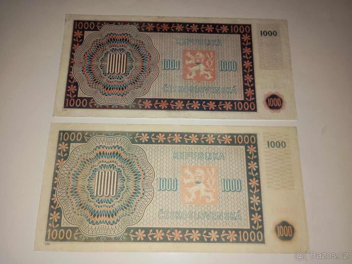 BANKOVKY 1000 KČS 1945, PRVNÍ A POSLEDNÍ VYDANÁ SÉRIE - 5