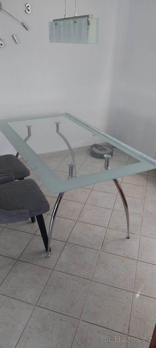 Skleněný stůl- nohy chrom - 5
