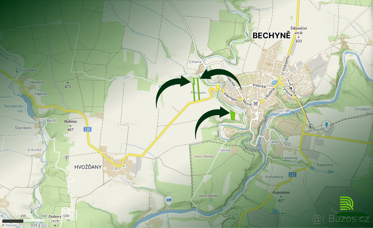 Prodej pole KÚ Hvožďany u Bechyně LV 131 a LV 132 - 5