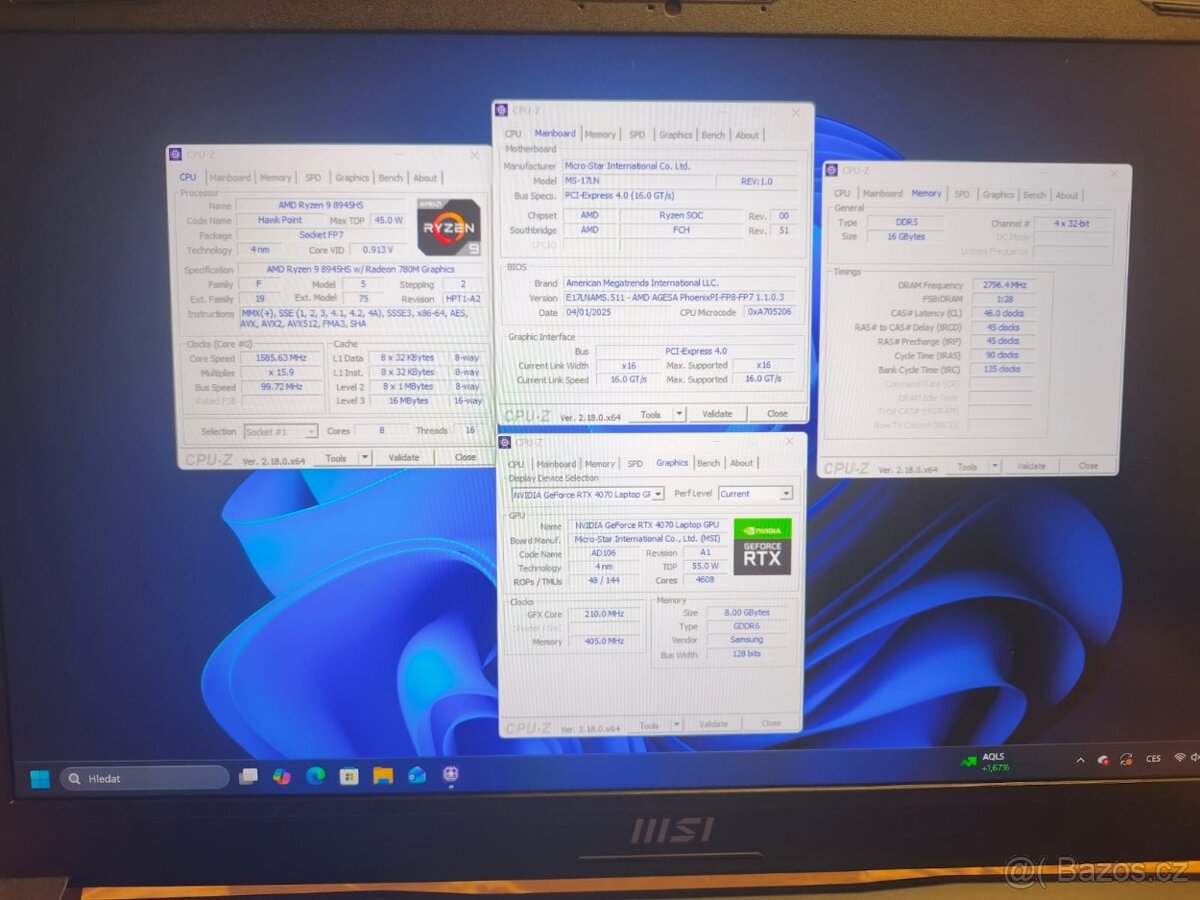 MSI KATANA A17 AI B8VG RTX 4070 (záruka) - 5