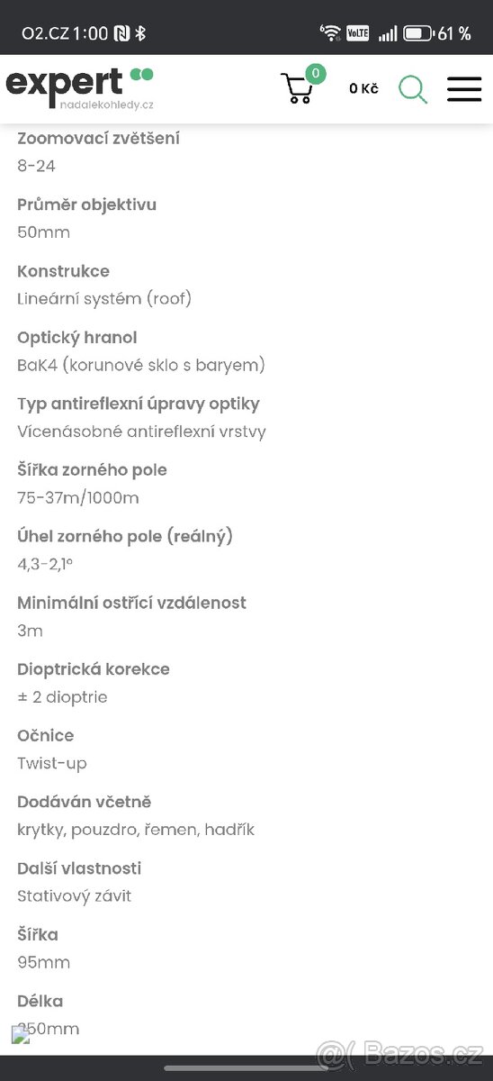 Monikular dalekohled Lavenhuk monocular wise 8-24 - 5