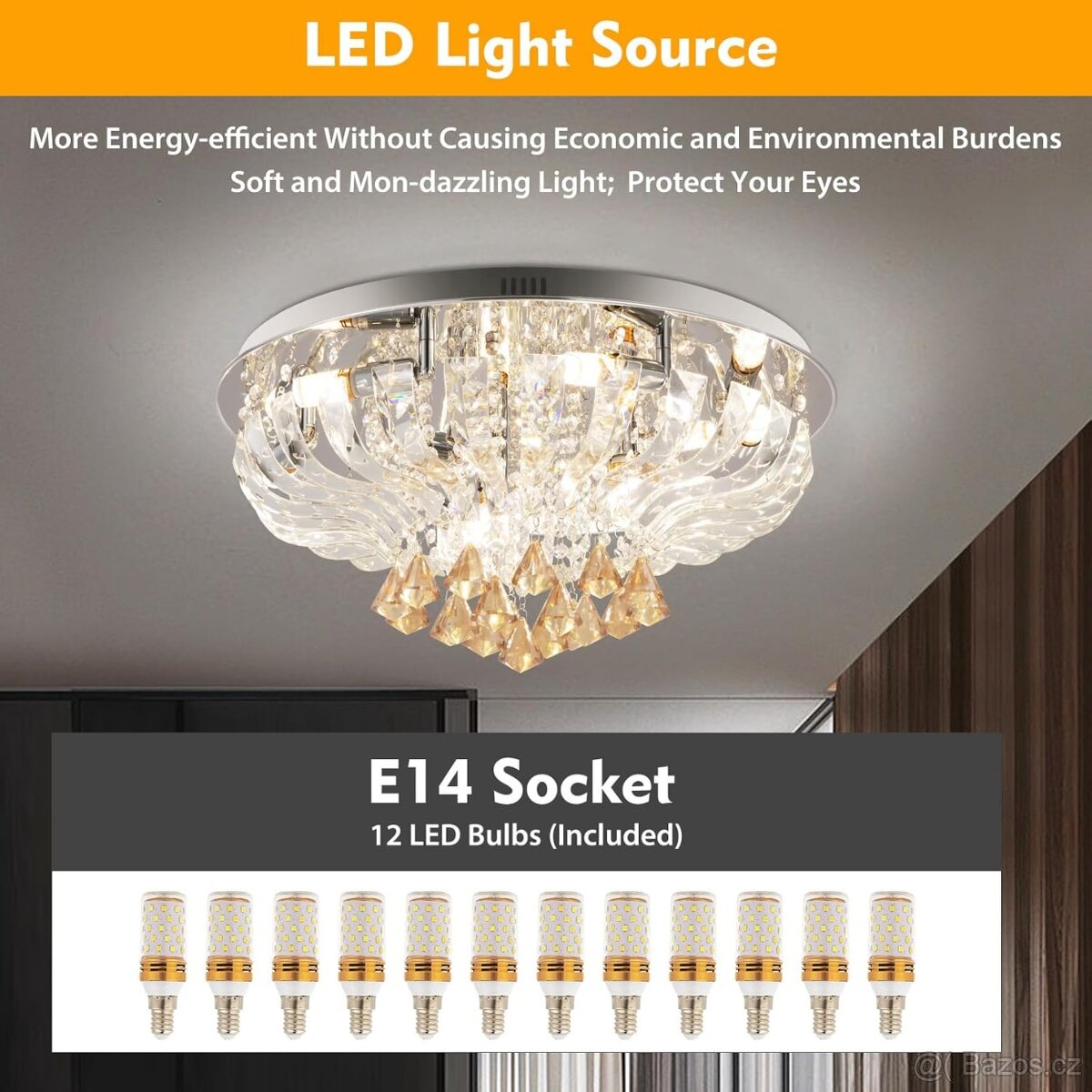 LED krystalový lustr s dálkovým ovládáním - 60 cm - 5