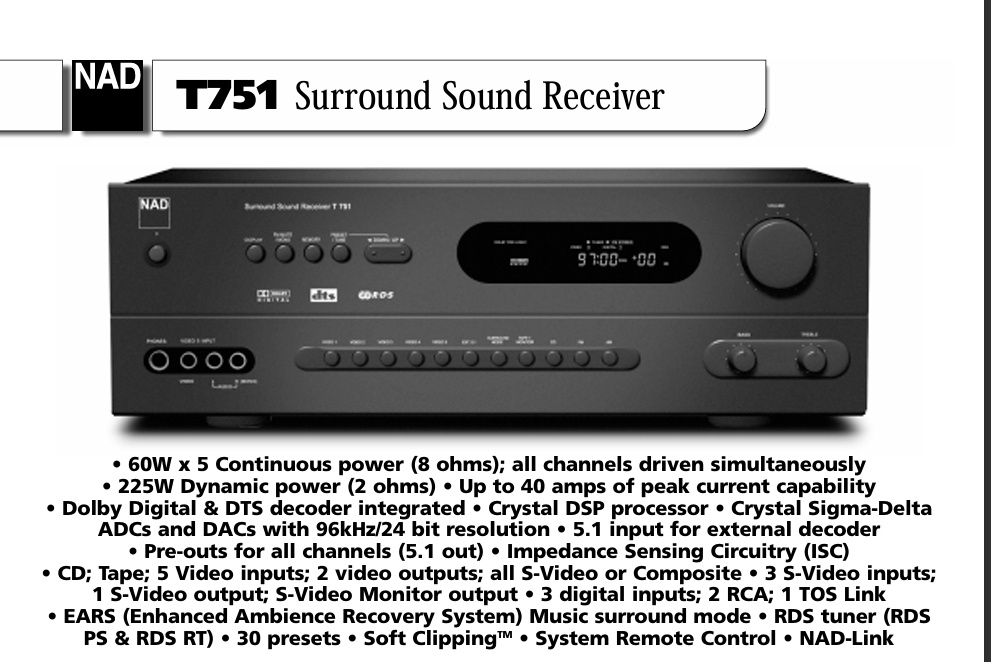 5.1 Receiver NAD T751 + CD NAD 524 - 5