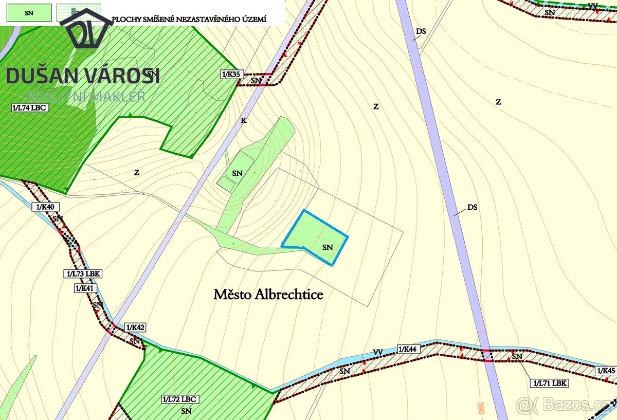 Louka o rozloze 5 743m2 v KÚ Města Albrechtice - 5