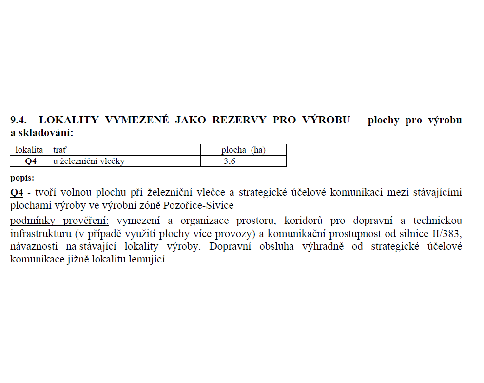 Pozemky v rezervě pro výrobu a skladování – Pozořice – 0,7ha - 5