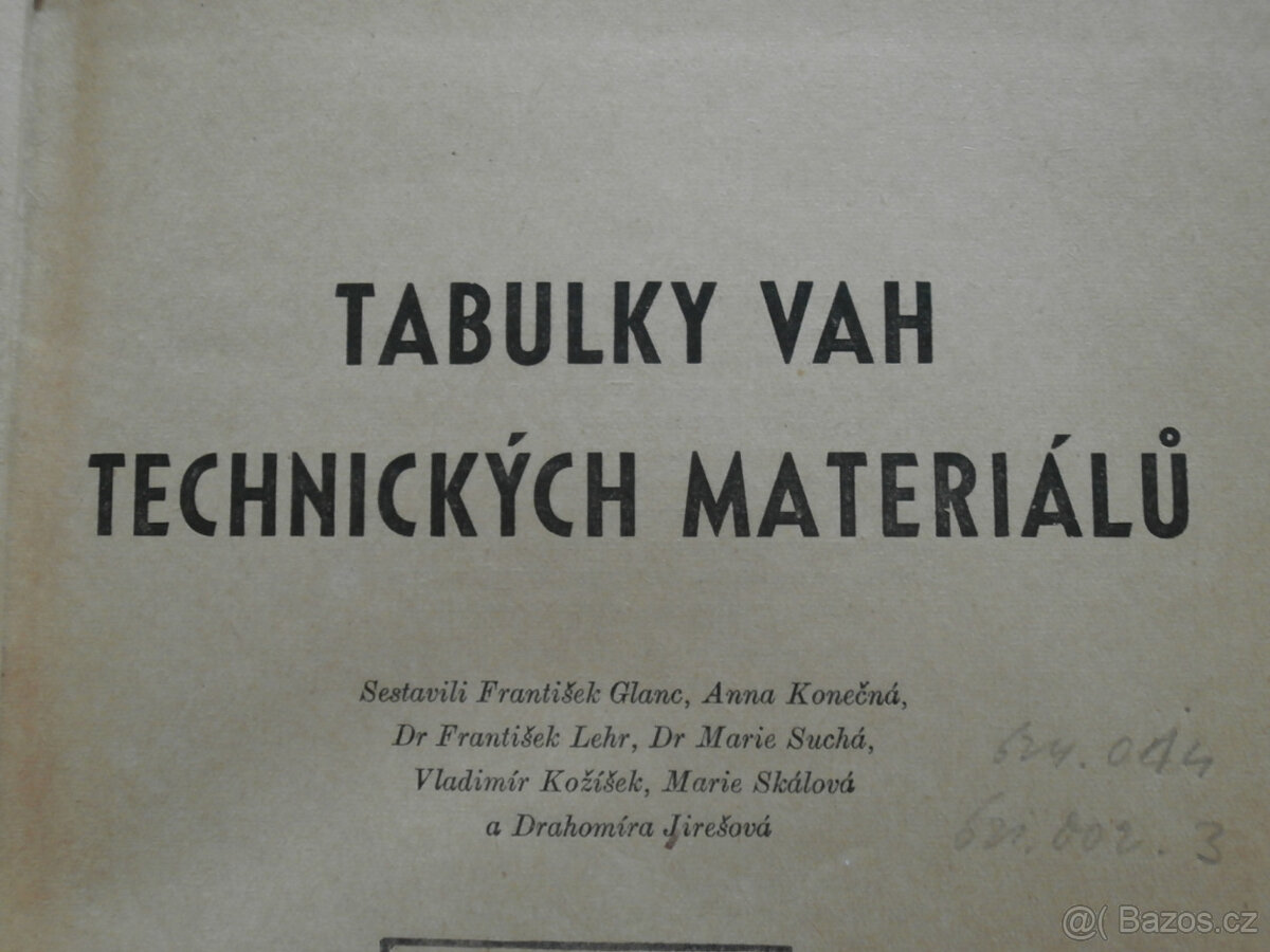 Tabulky vah technických materiálů - 5