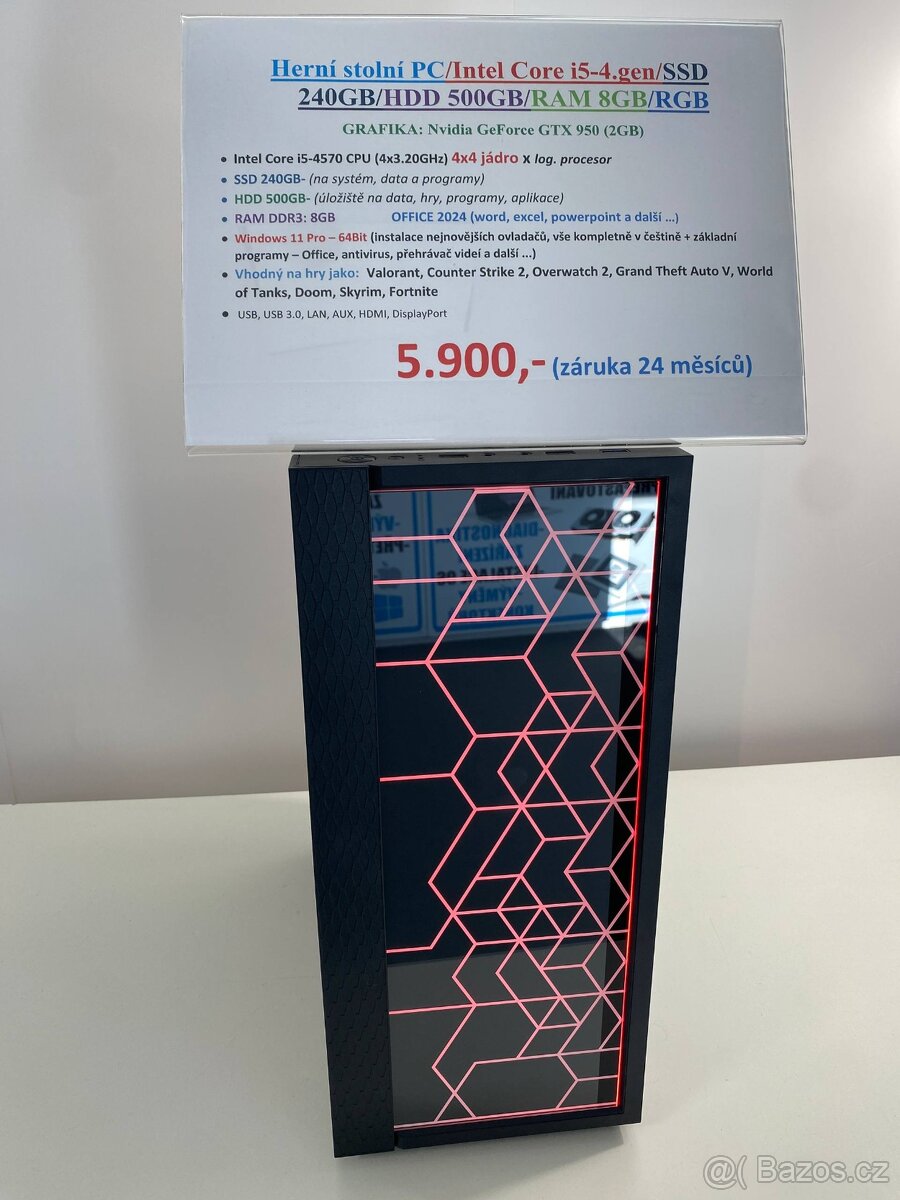 Herní stolní PC/Intel Core i5-4.gen/SSD 240GB/HDD 500GB/RAM - 5