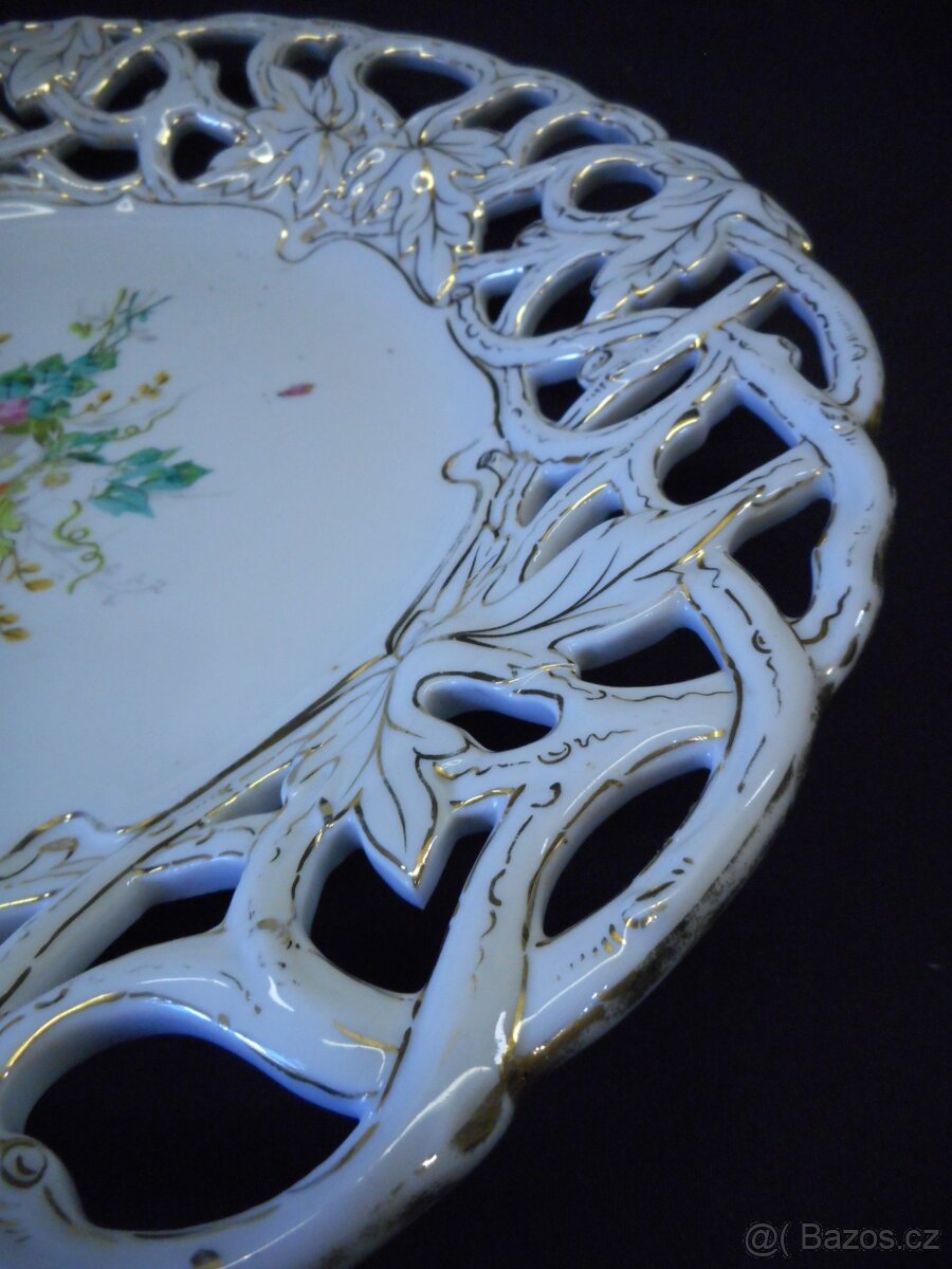 PROLAMOVANÝ VELKÝ TALÍŘ MÍSA FISCHER MIEG BŘEZOVÁ ROK 1853+ - 5