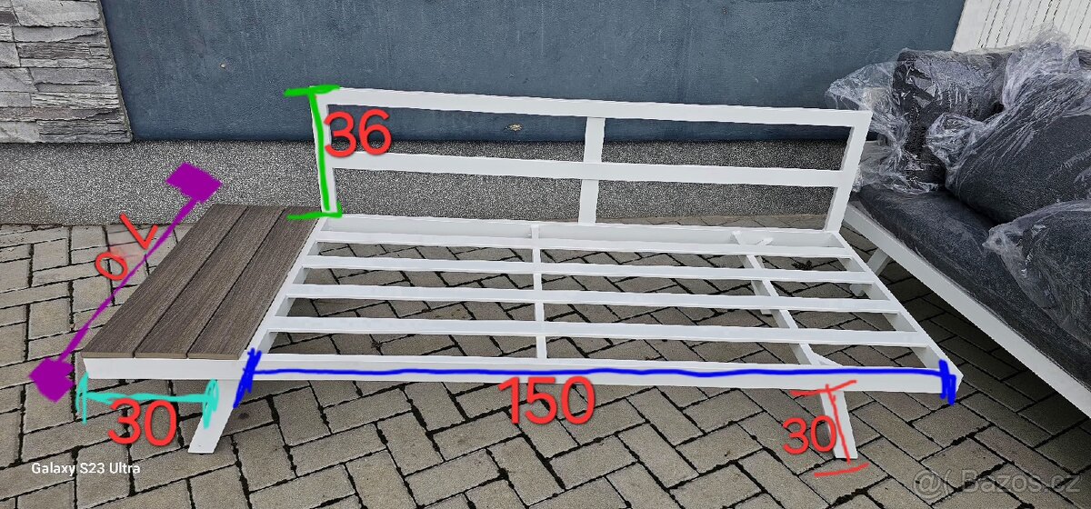 Zahradní lehátko ve tvaru L - 5