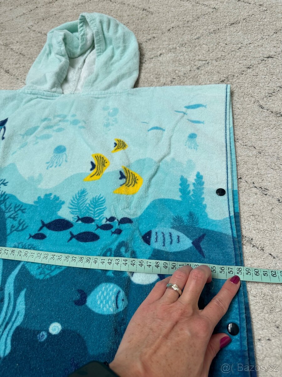 Dětský froté župan pončo s kapucí mořský svět - 5