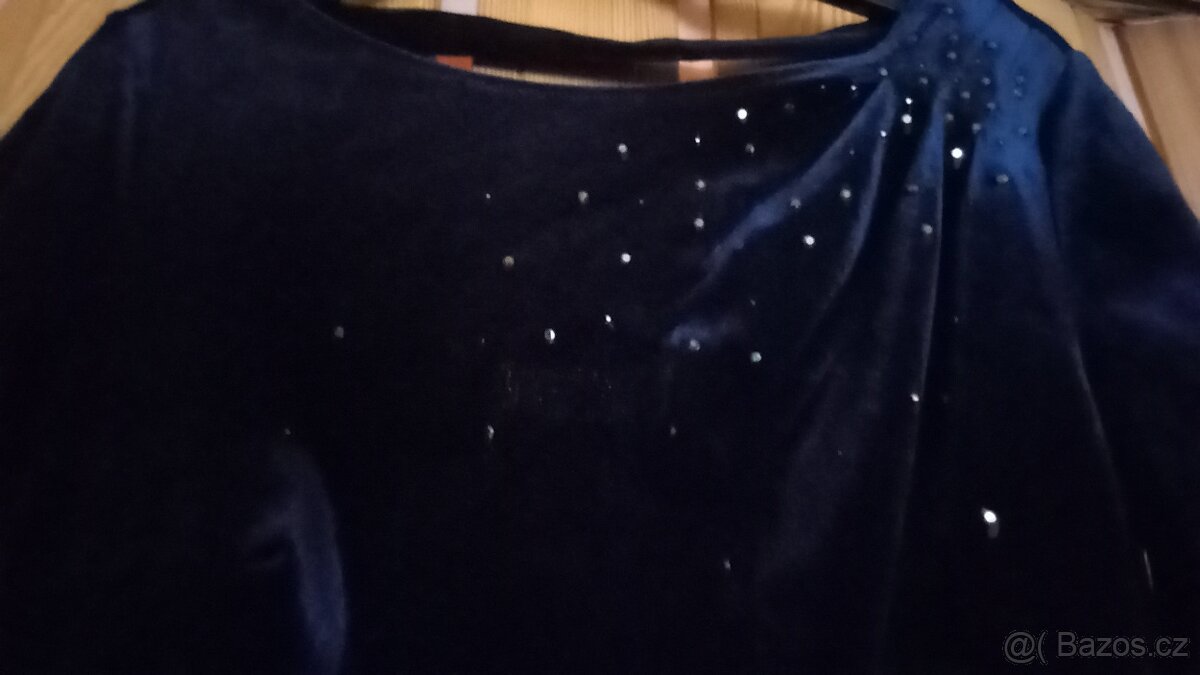 Tmavě modré sametové šaty Orsay, vel. XS - 5