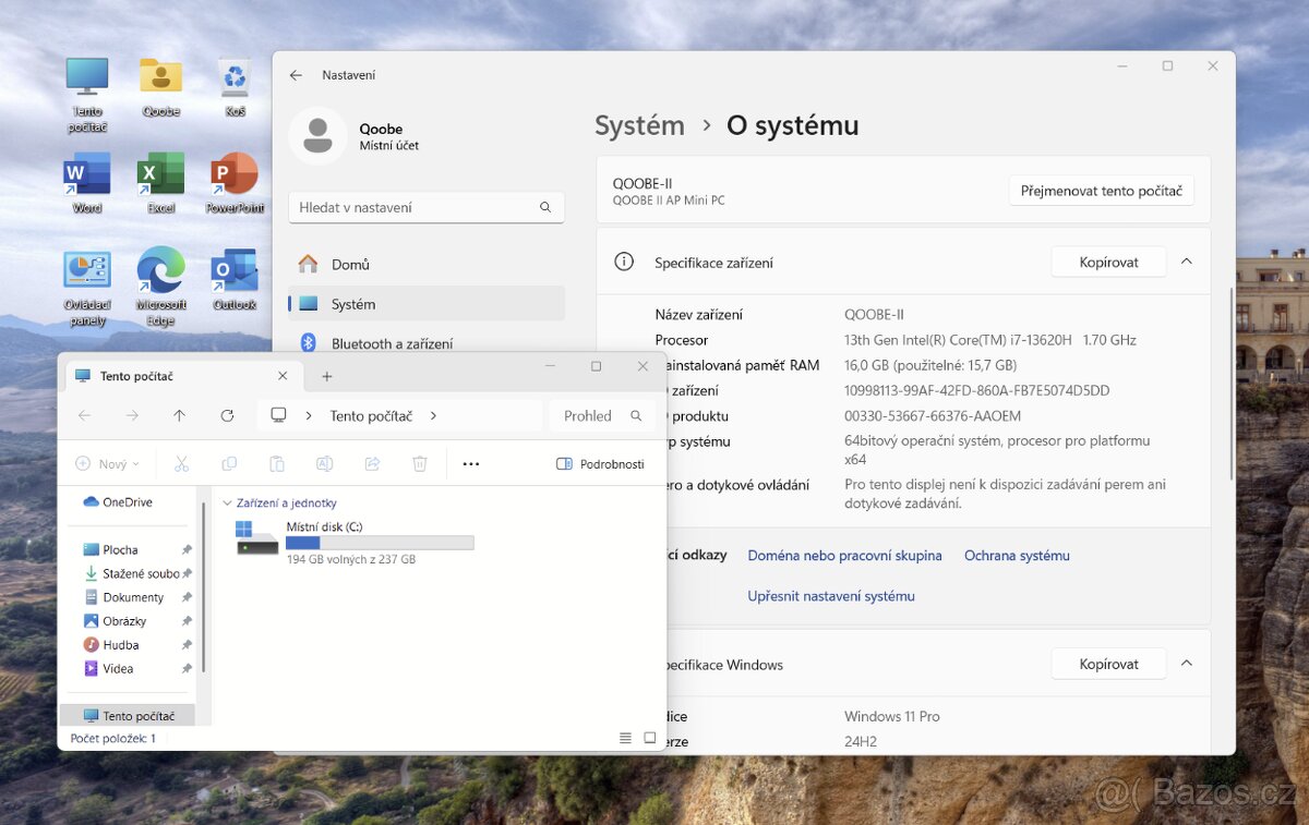MiniPC QOOBE II i7-13620H (16+256G) NVMe, WiFi6, BT - 5