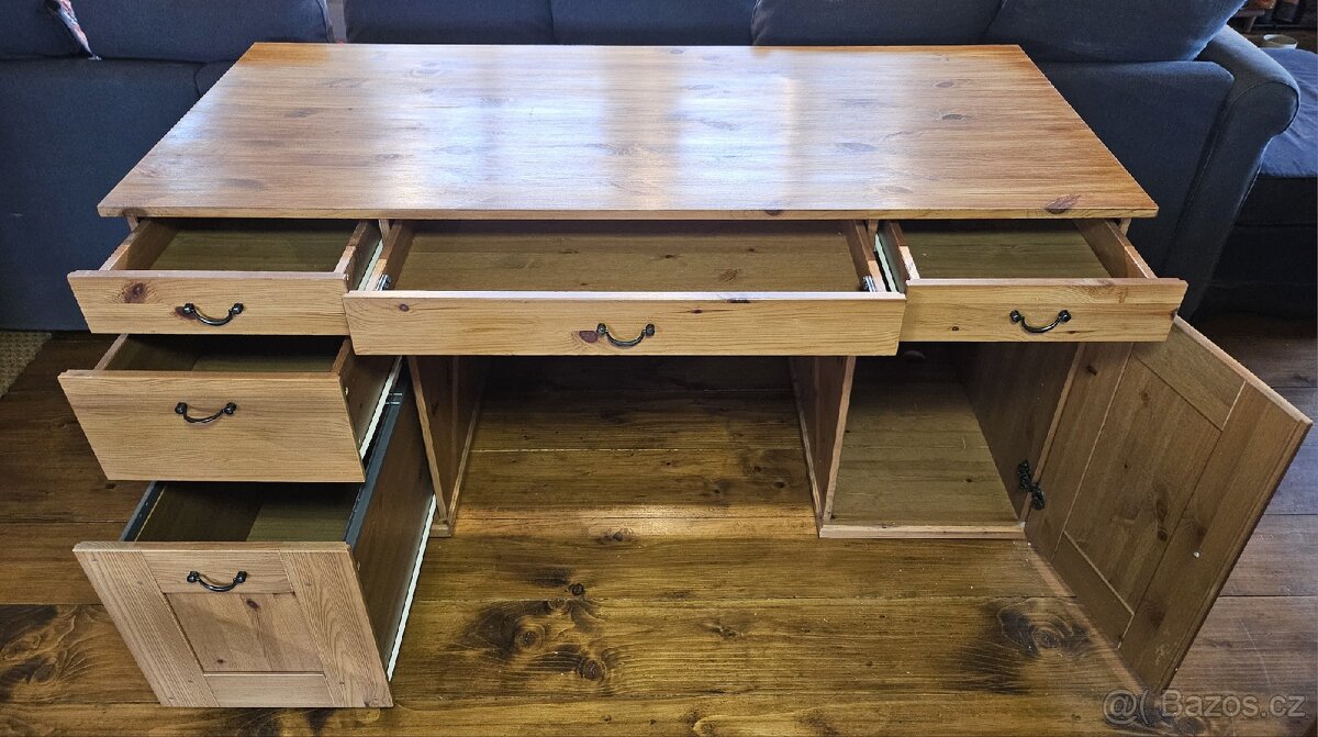 Psací stůl Ikea Alve/Leksvik mořidlo antik - 5