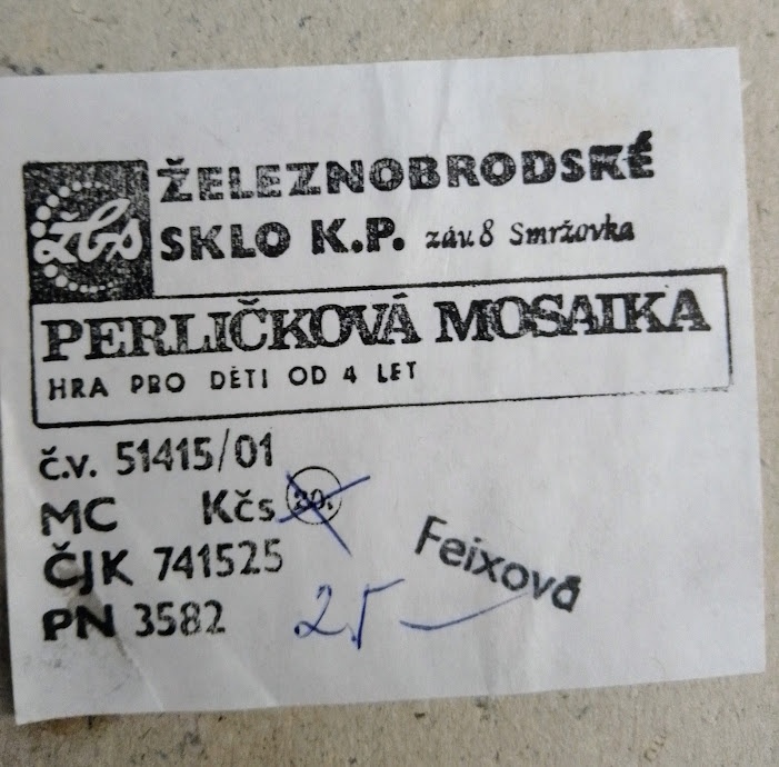 RETRO PERLIČKOVÁ MOZAIKA cca r. 1980 ŽELEZNOBRODSKÉ SKLO - 5
