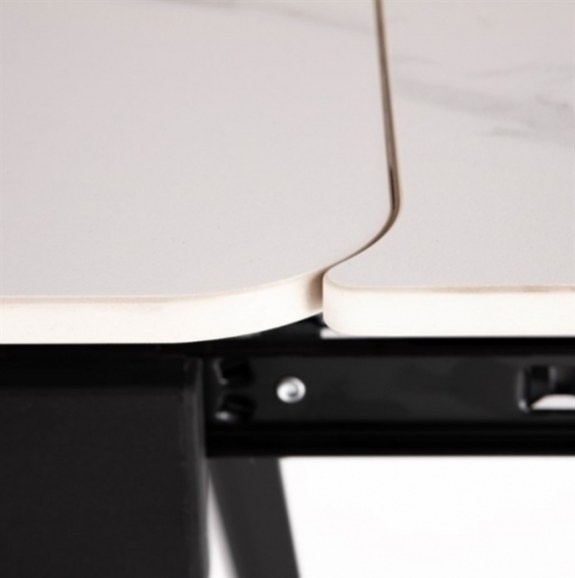 Jídelní stůl rozkládací 120-180x80 cm, keramika šedá, bílá - 5