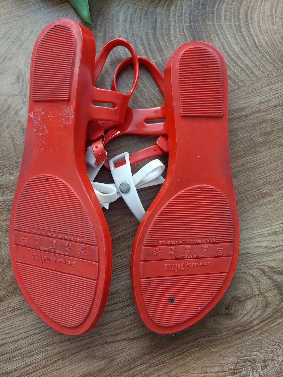 Vel. 38 Melissa červeno bílé sandály - 5