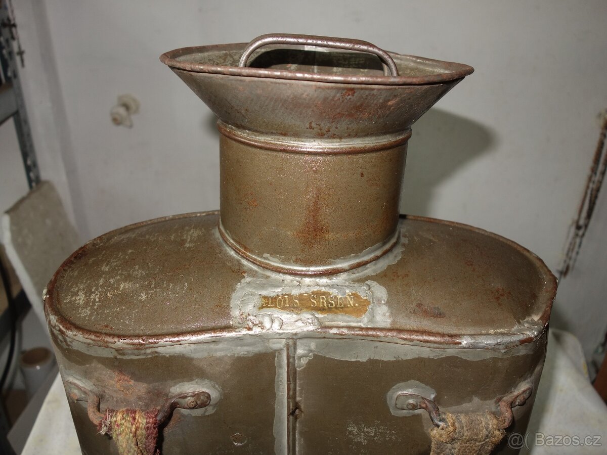 Plechové vědro vojenské ?, konvice na mléko na záda č.2 - 5