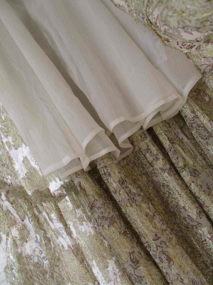 Dlouhé letní šaty květované zlaté Mango L XL 40 42 - 5