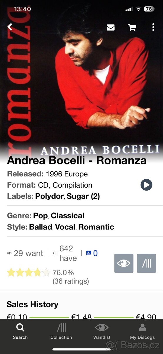 Andrea Bocelli - Romanza CD top stav - 5