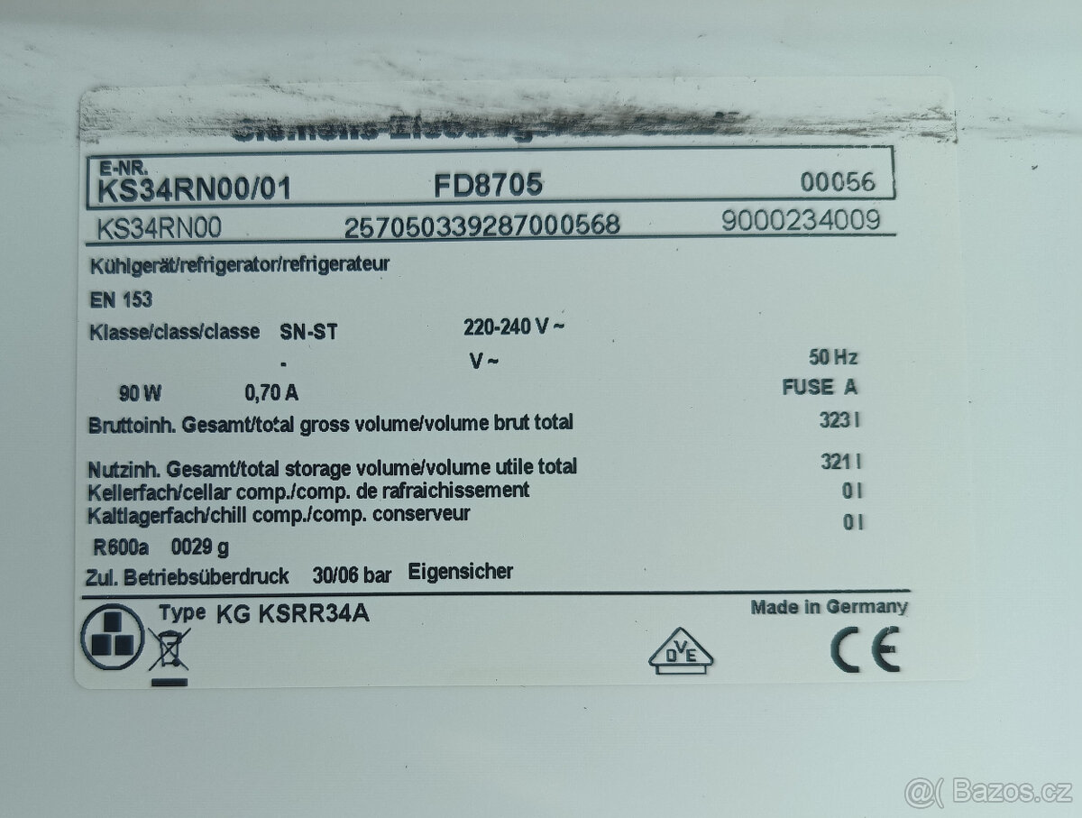 LEDNICE SIEMENS KS34RN00 - 323L - A+++ - 5