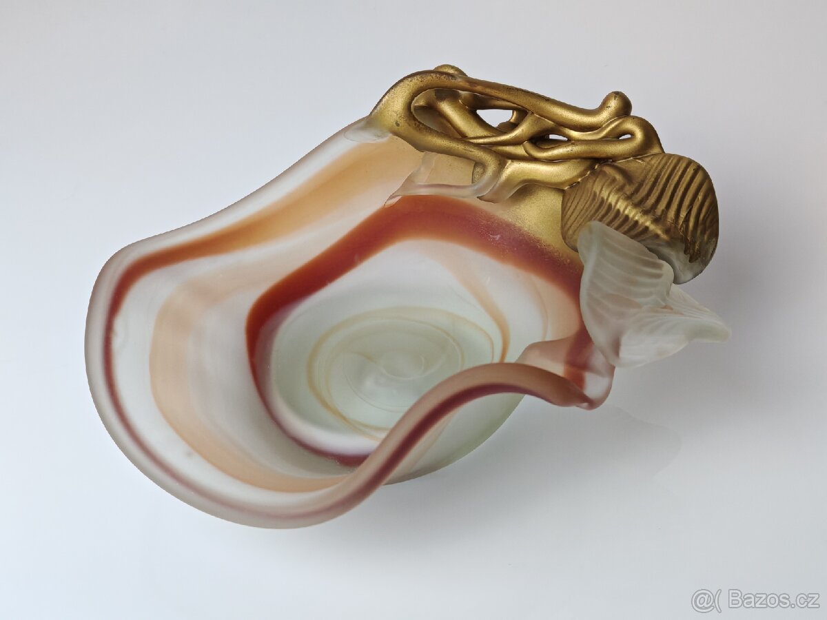 Stará skleněná mísa alá Loetz - 5