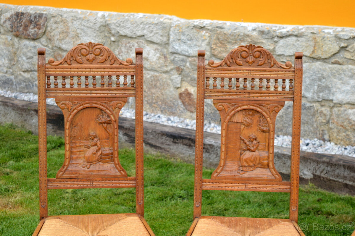 Starožitné židle 6 ks s řezbou - 5