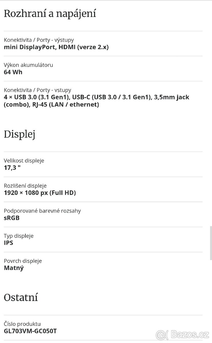 Herní notebook Asus Rog Strix GL703 VM - 5