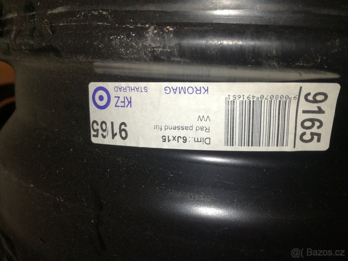 Plechový disk Alcar 6x15 5x112 VW ŠKODA 1 ks nový KFZ 9165 - 5