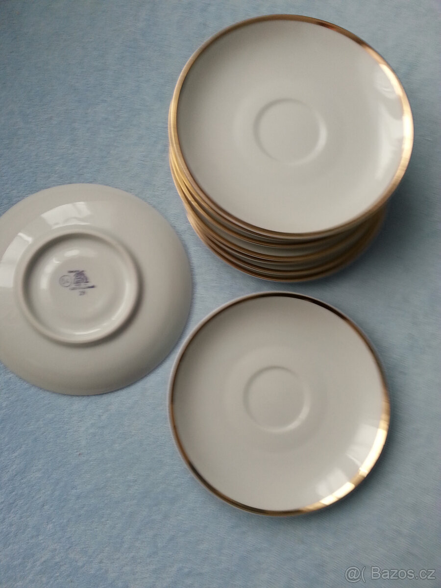 Talířky porcelán se zlatým okrajem - 5