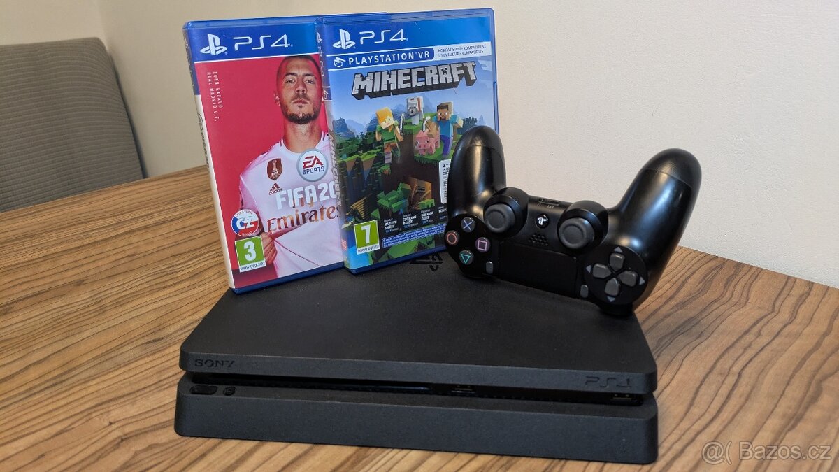 ps4/slim/500gb + fifa20 a minecraft - 5