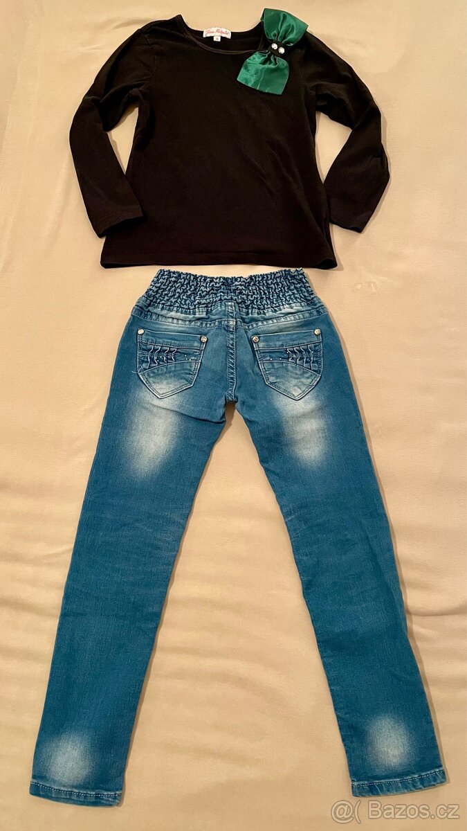 Dívčí džíny s ozdobnými kamínky vel. 128 - 5