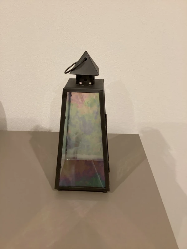 Kovová lucerna s vitrážovým sklem - 5