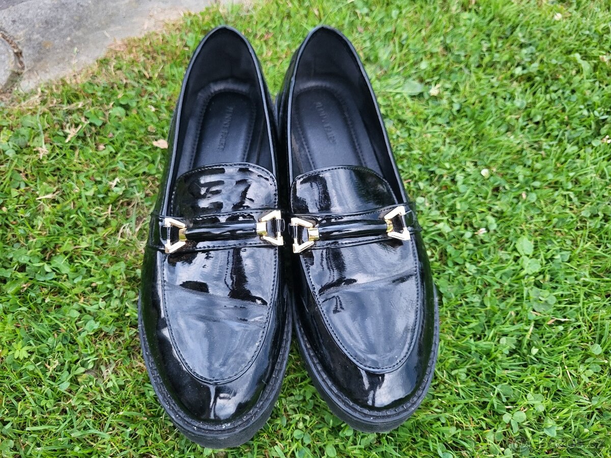 MOKASÍNY vel.41 zn.JENNY FAIRY ČERNÉ LESKLÉ MÓDNÍ - 5