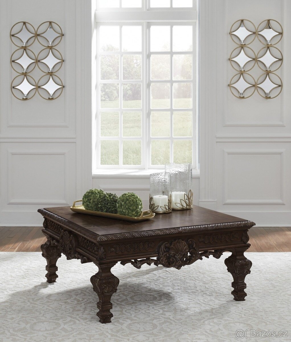 Luxusní kožená sedací souprava se stolkem a konzolí - 5