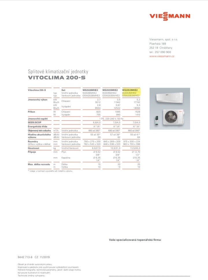 Viessmann Vitoclima 200-S klimatizace 5,2 kW - 5