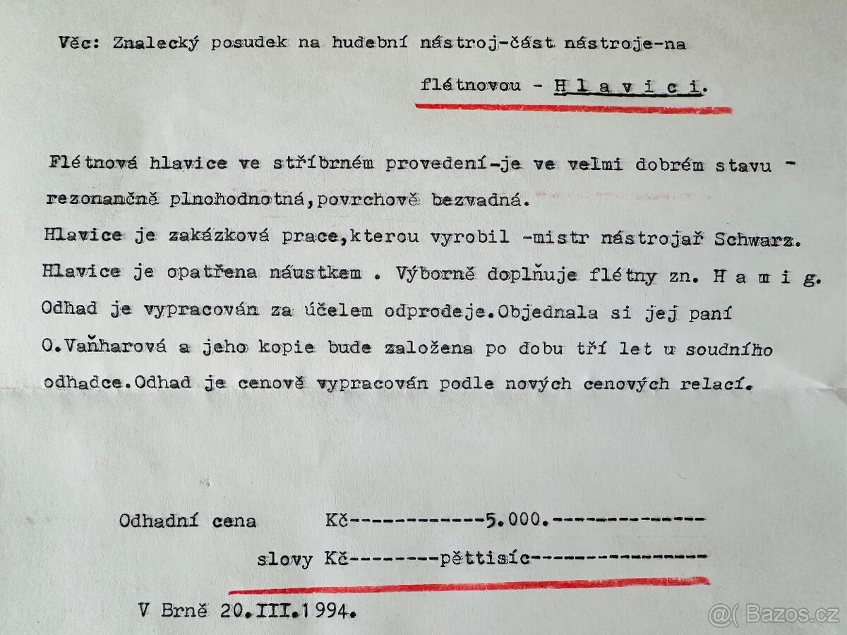 Stříbrná flétnová hlavice - 5