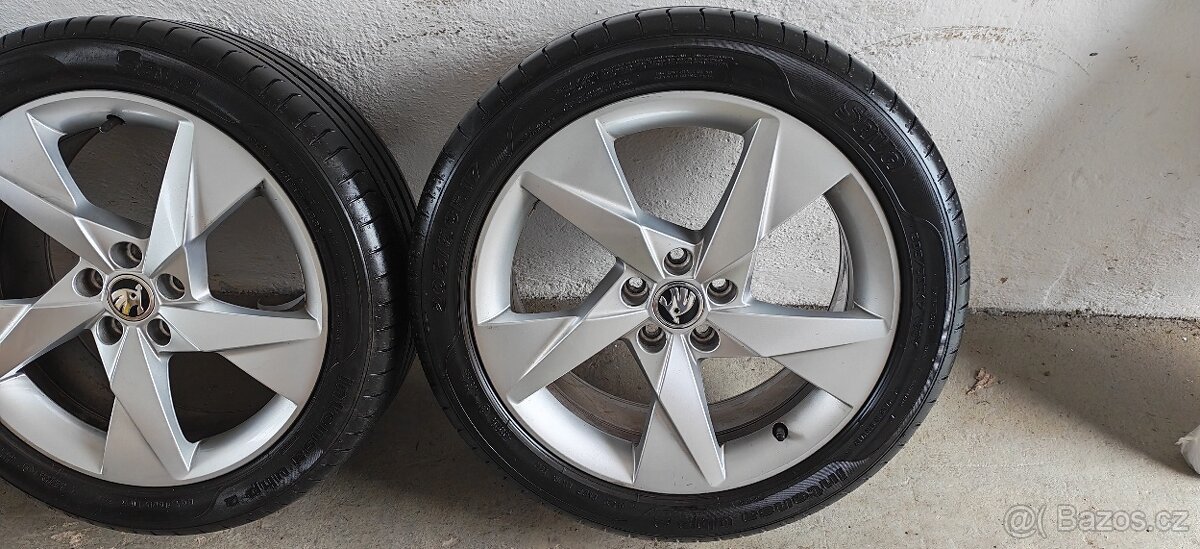 Alu kola Škoda Volans 5x100 s letní pneu 205/50R17 - 5